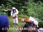 Včelař Josef Vlach při Medobraní u Perníkové chaloupky 2009